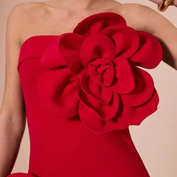 Red Party Women's Sleeveless Solid Mini Dress - Picture 4 of 7